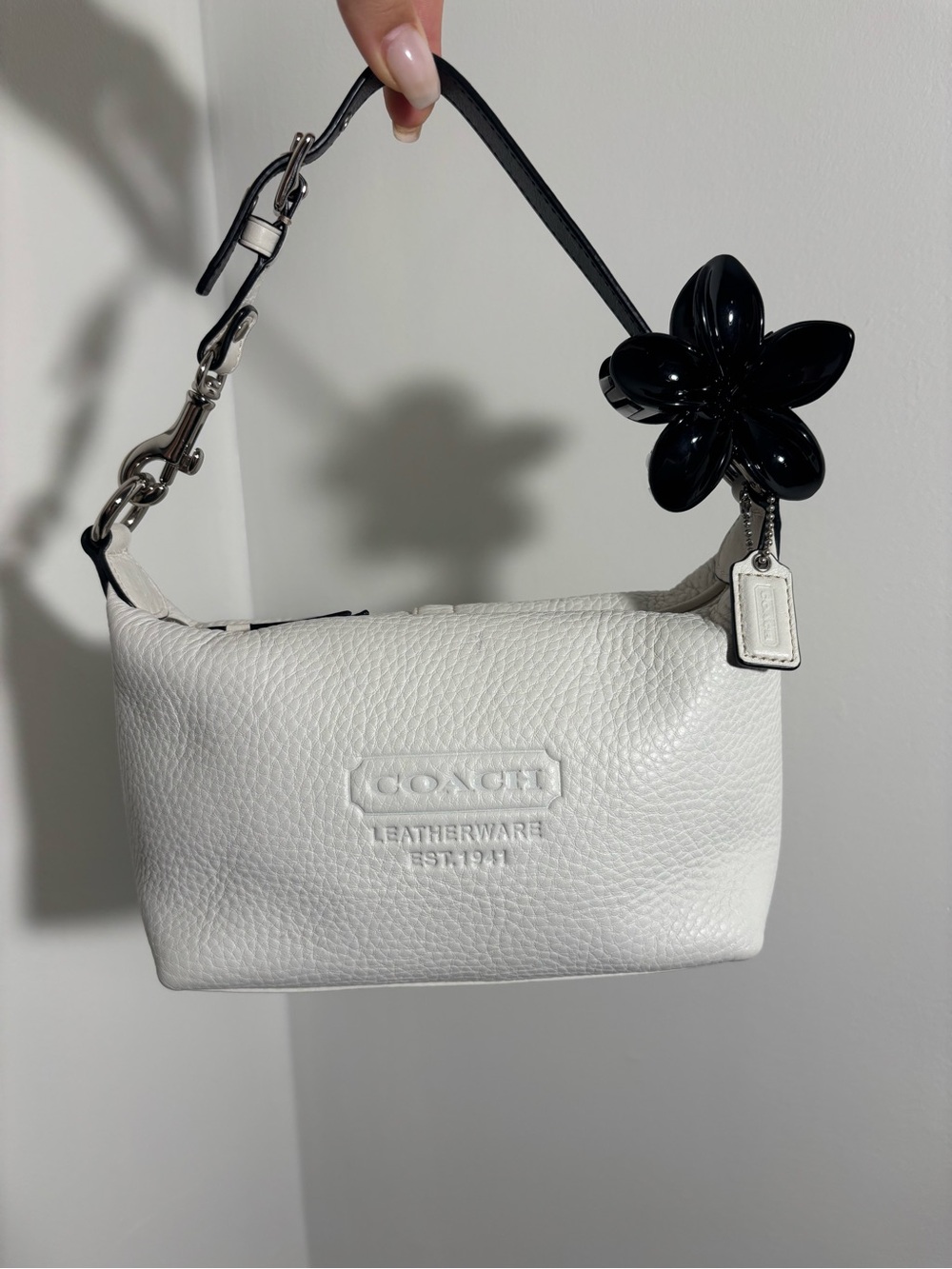 Coach White Pebbled Leather Mini Bag Pouch